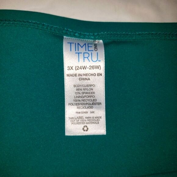 NEW TIME & TRU Plus 3X 24 26 Green SWIM Bottoms Bikini Twist Full Coverage - Picture 5 of 6